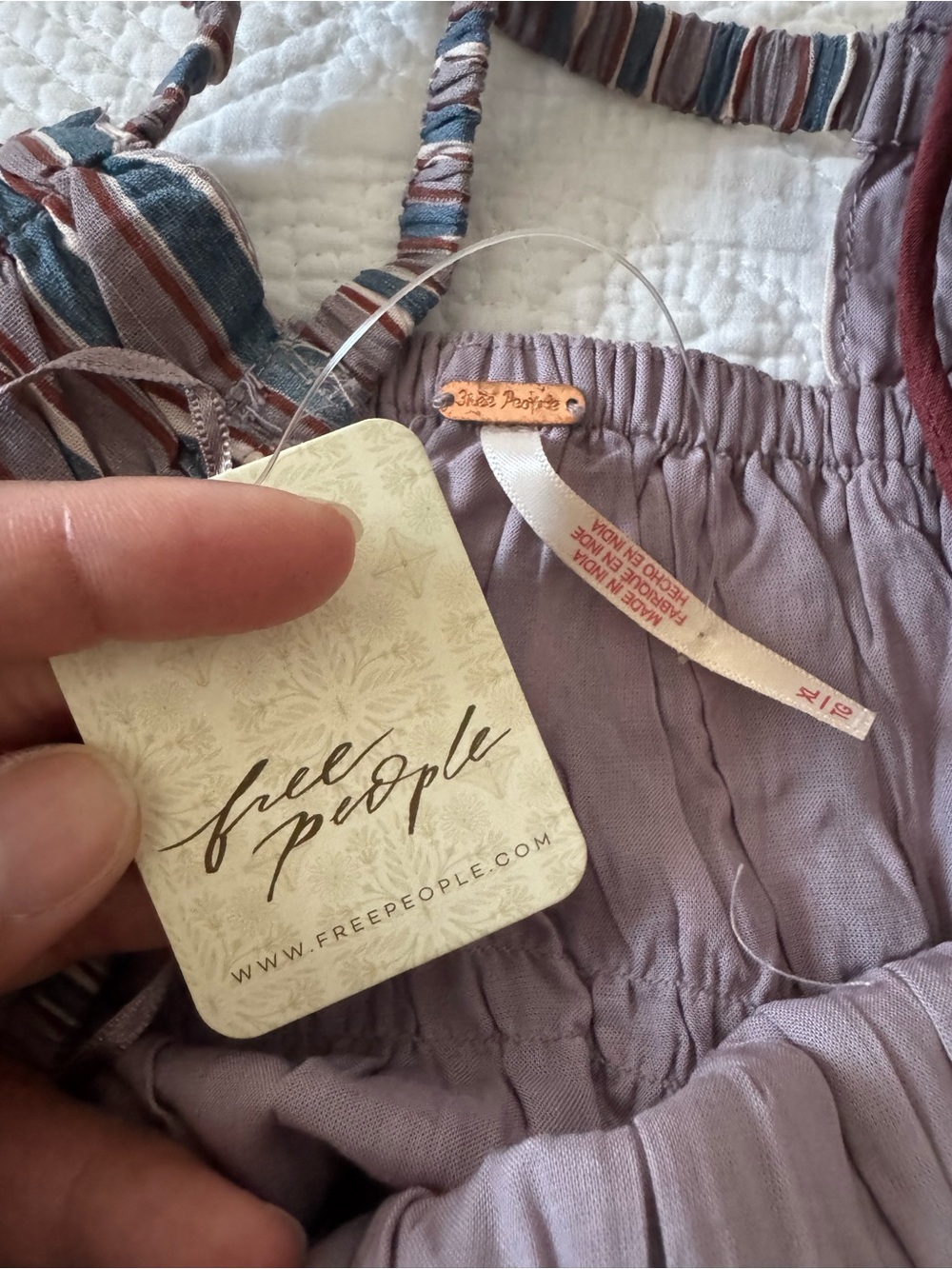 Free People Striped Tiered Maxi Dress in Dusty Rose, Blue & Cream - Picture 8 of 8